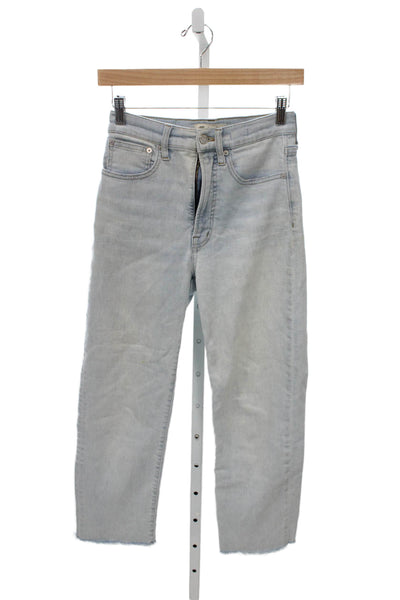 Madewell Womens Mid-Rise Straight Jeans Blue Button 26in Inseam Size 25