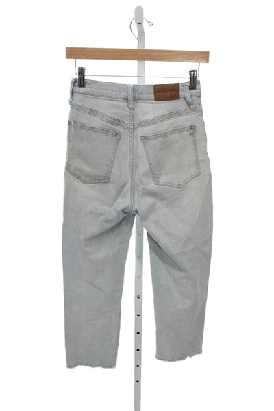 Madewell Womens Mid-Rise Straight Jeans Blue Button 26in Inseam Size 25