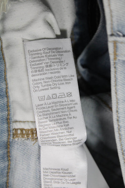 Madewell Womens Mid-Rise Straight Jeans Blue Button 26in Inseam Size 25