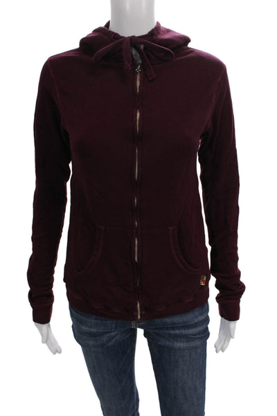 FREE CITY Womens Full Zip Hoodie Red Promodal Long Sleeve Solid Size 1