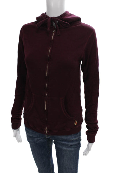 FREE CITY Womens Full Zip Hoodie Red Promodal Long Sleeve Solid Size 1