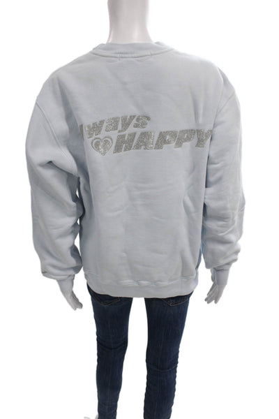 Madhappy Unisex Adults Pullover Sweatshirt Blue Cotton Heart Crew Neck Size S