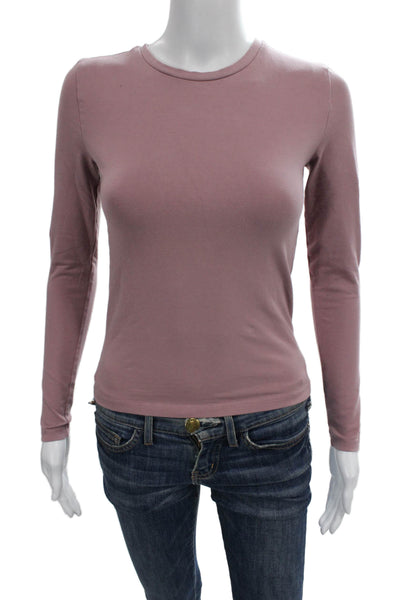TNA Womens Basic T-Shirt Pink Crew Neck Long Sleeve Nylon Size XS