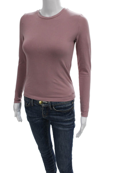 TNA Womens Basic T-Shirt Pink Crew Neck Long Sleeve Nylon Size XS