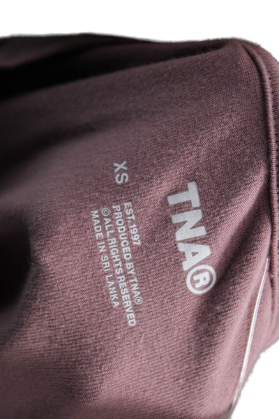 TNA Womens Basic T-Shirt Pink Crew Neck Long Sleeve Nylon Size XS