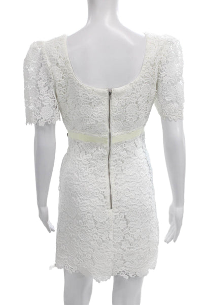 Self-Portrait Womens Mini White Square Neck Short Sleeve Dress Size 6