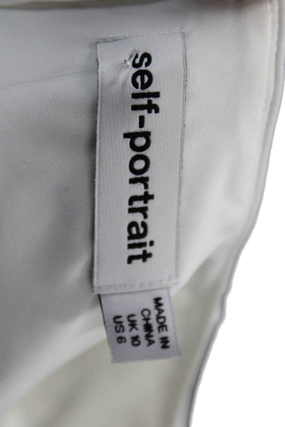 Self-Portrait Womens Mini White Square Neck Short Sleeve Dress Size 6