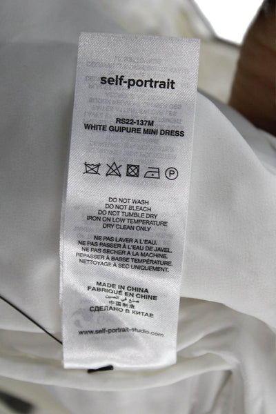 Self-Portrait Womens Mini White Square Neck Short Sleeve Dress Size 6