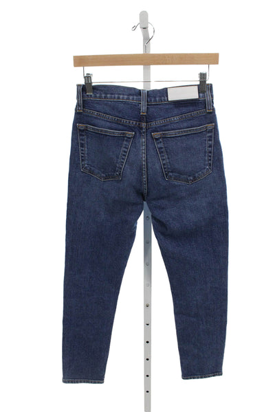 Re/Done Womens Straight Jeans Blue High Rise Button Fly Size 26