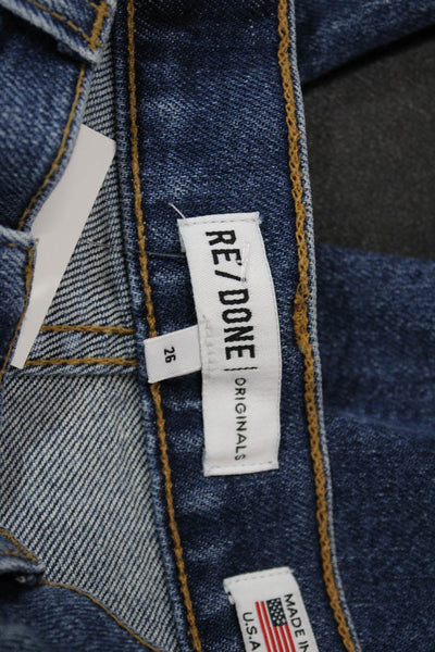 Re/Done Womens Straight Jeans Blue High Rise Button Fly Size 26