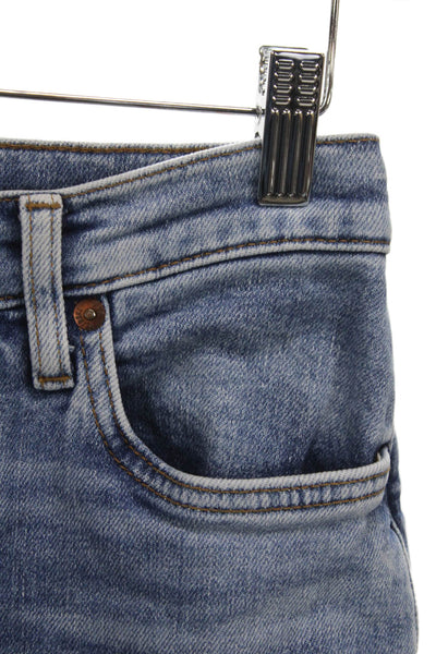 Re/Done Womens Straight Jeans High Rise Blue Cotton Blend Button Size 27