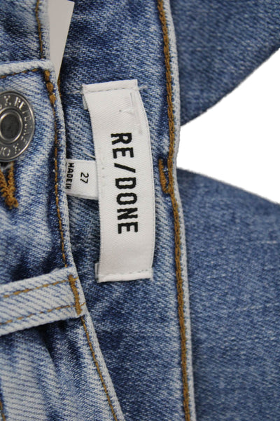Re/Done Womens Straight Jeans High Rise Blue Cotton Blend Button Size 27