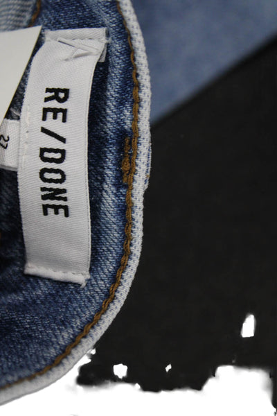 Re/Done Womens Straight Jeans High Rise Blue Cotton Blend Button Size 27