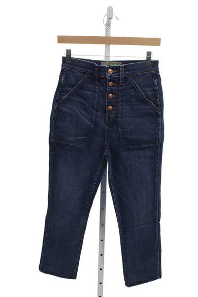 Point Sur Denim Women Cropped Jeans Blue Cotton High Rise Size 26