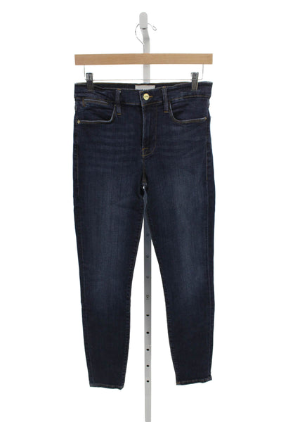 Frame Womens Skinny High Rise Blue Jeans Button Cotton Size 27