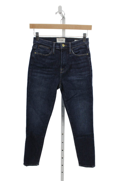 Frame Womens Skinny Jeans Blue High Rise Button Cotton Size 27