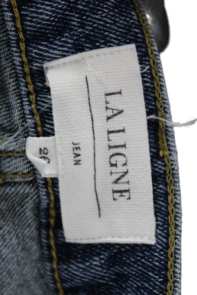 La Ligne Womens Straight High Rise Blue Jeans 30 Inseam Size 26