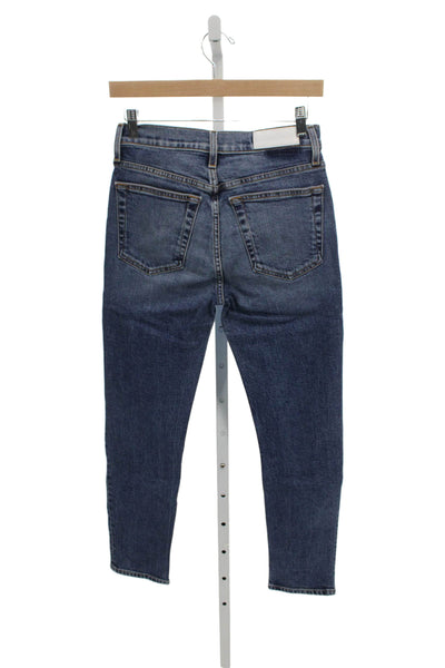 Re/Done Women Tapered Jeans Blue High Rise Cotton Blend Size 26