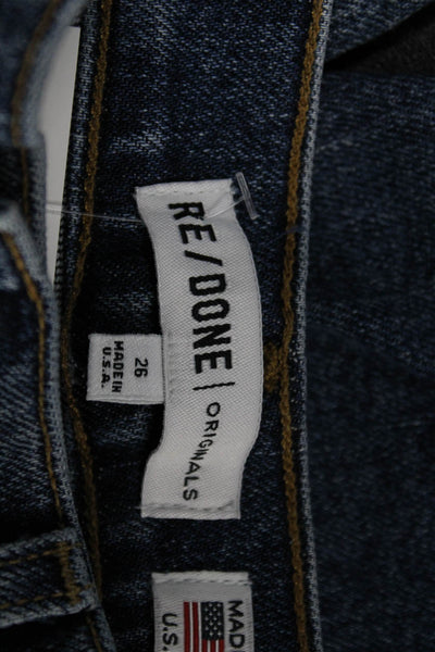 Re/Done Women Tapered Jeans Blue High Rise Cotton Blend Size 26