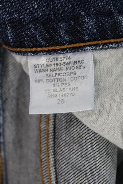 Re/Done Women Tapered Jeans Blue High Rise Cotton Blend Size 26
