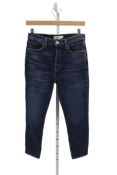 Re/Done Womens Skinny High Rise Blue Cotton Blend Jeans Size 26