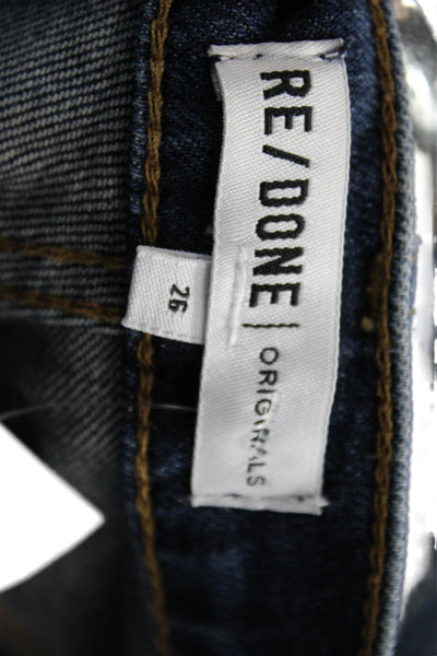Re/Done Womens Skinny High Rise Blue Cotton Blend Jeans Size 26