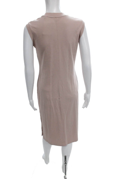 M.M. Lafleur Womens Shift Dress Pink Cotton Mock Neck Sleeveless Midi Size S