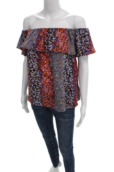 Maeve Anthropologie Women Blouse Multicolor Floral Off Shoulder Size M