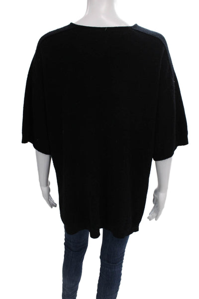 Shop Meg Women Tunic Sweater V-Neck 100% Cashmere Black Short Sleeve Size M