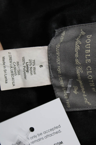 J Crew Womens Overcoat Black Button Wool Blend Size 6