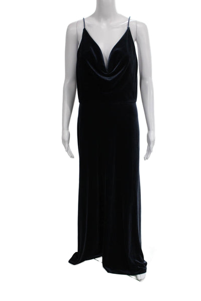 Jenny Yoo Collection Clothing Womens V Neck Sleeveless Long Dress Blue Size 10