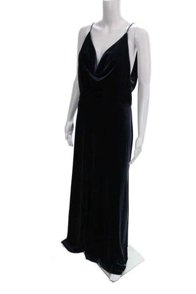 Jenny Yoo Collection Clothing Womens V Neck Sleeveless Long Dress Blue Size 10