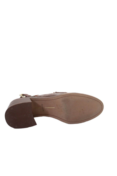 Dolce Vita Women's Leather Block Heel Slingback Sandals Brown Size 9