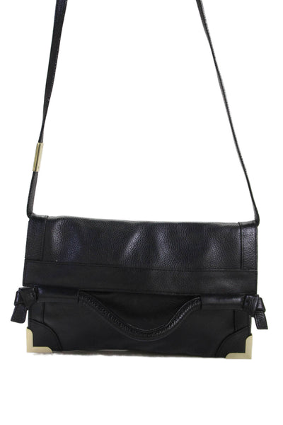 Foley + Corinna Women's Snap Closure Leather Shoulder Handbag Black