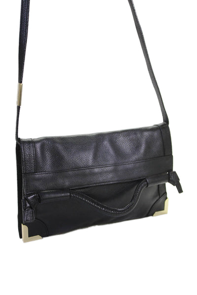 Foley + Corinna Women's Snap Closure Leather Shoulder Handbag Black