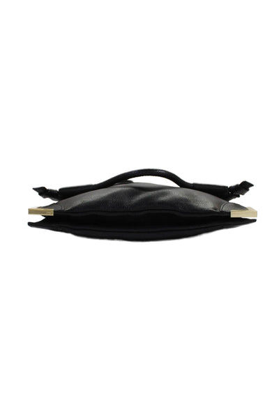 Foley + Corinna Women's Snap Closure Leather Shoulder Handbag Black