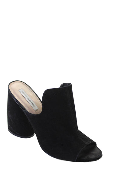 Saks Fifth Avenue Womens Open Toe Block High Heels Mules Shoes Black Size 9M