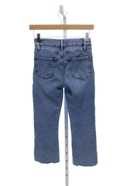Frame Womens Cropped Jeans Blue Mid Rise Cotton Button Size 24