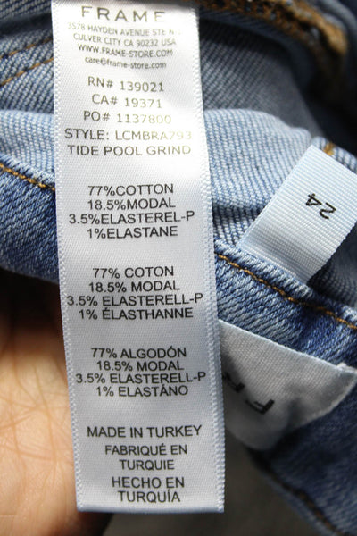 Frame Womens Cropped Jeans Blue Mid Rise Cotton Button Size 24
