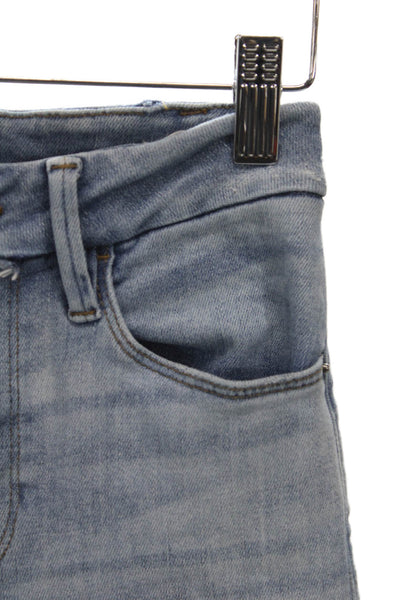 Frame Womens Cropped Blue Jeans Mid Rise Cotton Blend Button Size 24