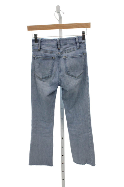 Frame Womens Cropped Blue Jeans Mid Rise Cotton Blend Button Size 24