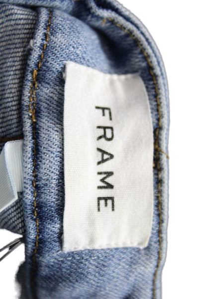 Frame Womens Cropped Blue Jeans Mid Rise Cotton Blend Button Size 24