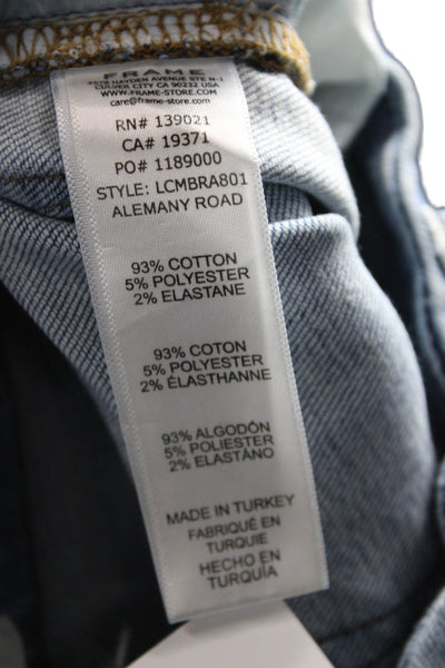 Frame Womens Cropped Blue Jeans Mid Rise Cotton Blend Button Size 24