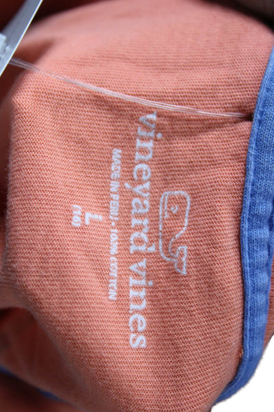 Vineyard Vines Women Basic Orange Cotton Crew Neck Long Sleeve T-Shirt Size L