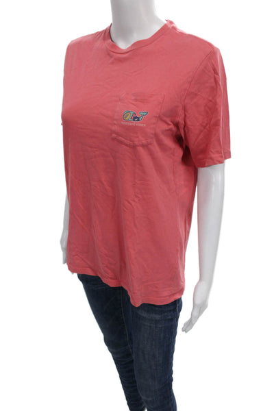 Vineyard Vines Mens Basic Graphic Red Cotton Crewneck Tee Short Sleeve Size L
