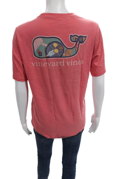 Vineyard Vines Mens Basic Graphic Red Cotton Crewneck Tee Short Sleeve Size L