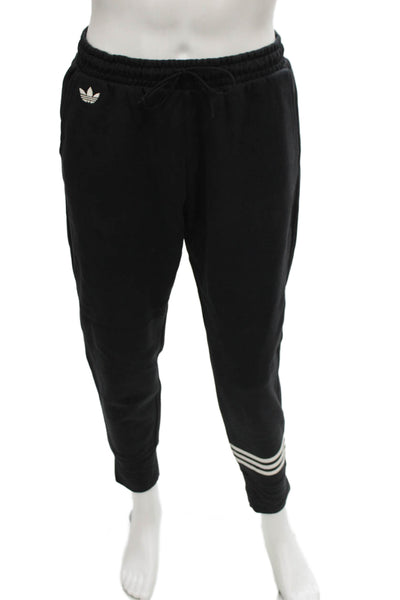 Adidas Unisex Adults Jogger Pants Black Drawstring Cotton Blend Size S
