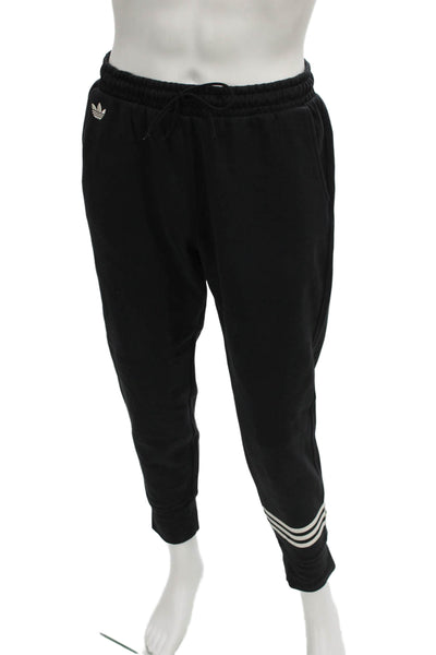 Adidas Unisex Adults Jogger Pants Black Drawstring Cotton Blend Size S