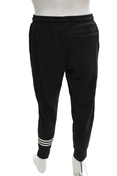 Adidas Unisex Adults Jogger Pants Black Drawstring Cotton Blend Size S