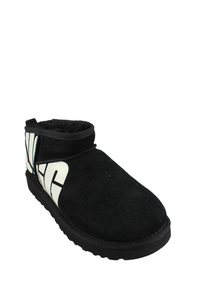 Ugg Mens Suede Graphic Print Mini Ankle Boots Shoes Black Size 10